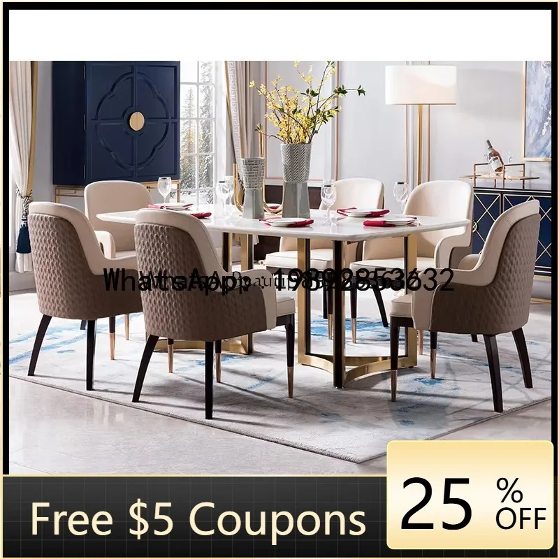 

ZZ Simple American marble dining table Light luxury high-end rectangular dining table