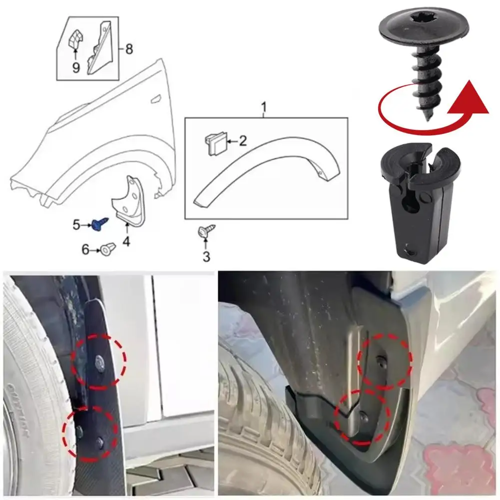 20/40PCS N90974701 Engine Cover Undertray Splashguard Arch Screw Mudguard Retainer Auto Torx Snap Wheel Screw Lining Fasten D6W1