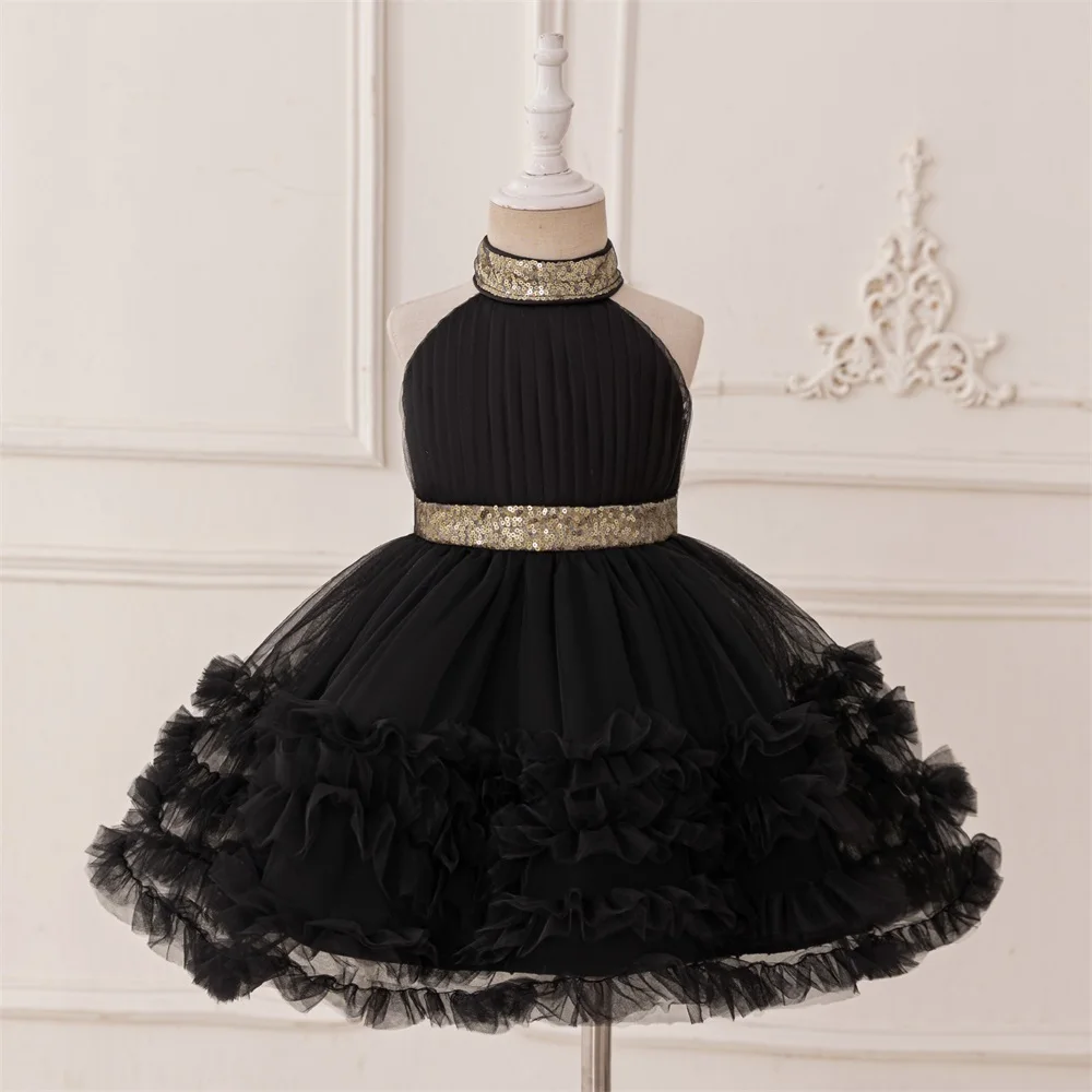 Baby Mädchen Schleppe Schwanz Schwarz Party Kleid Kinder Spitze Flauschigen Abend Prinzessin Kleid Elegante Mädchen Mode Geburtstag Tutu Kleider – Detail 5