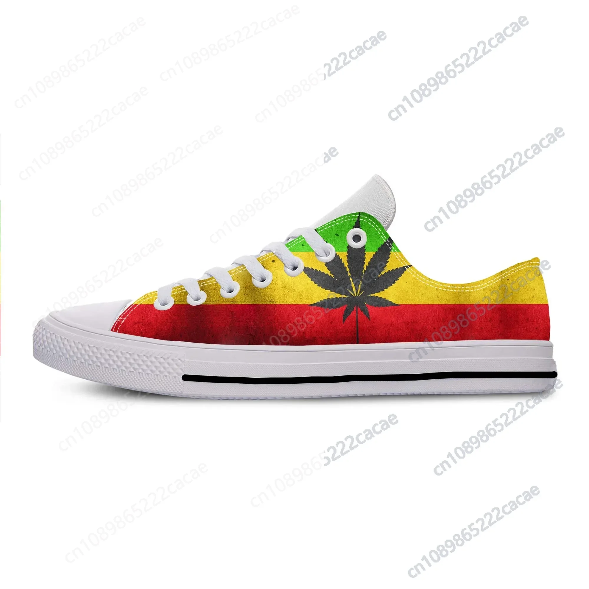 

Reggae Rasta Leaf Weed Flag Rastafari Rastafarian Casual Cloth Shoes Low Top Comfortable Breathable 3D Print Men Women Sneakers