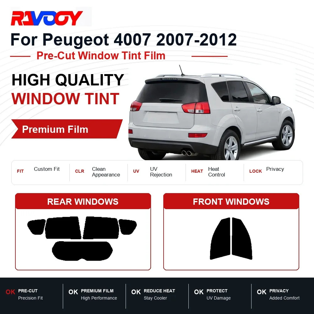 Película De Privacidad Para Ventanas Delanteras Y Traseras De Peugeot 4007 2007-2012, Precortada, Con Protección Uv Y Rechazo De Calor. — -50%, 26.19€ Coupon, from 26.19€ – 50% descuento – €26.19