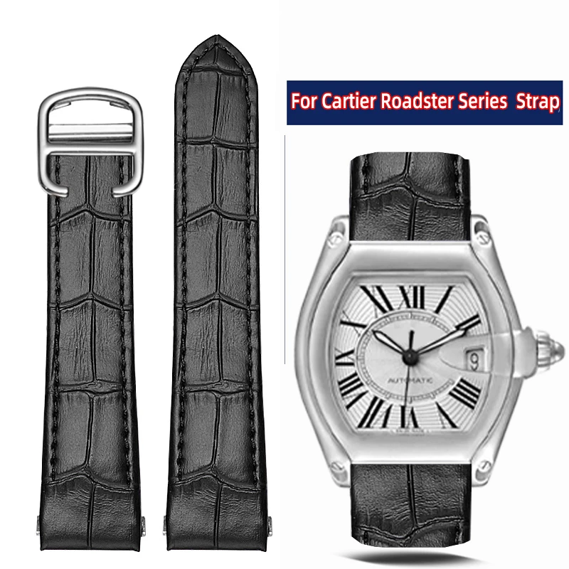 Quick release interface cowhide watch strap for Cartier ROADSTER w6206018 w6206017 nylon watchband 19mm Men\'s wristband Bracelet