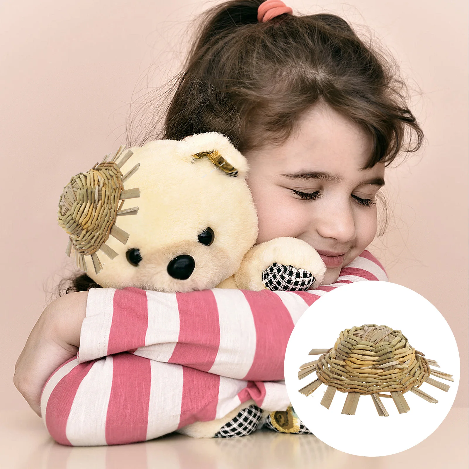 5 قطعة قبعات القش الصغيرة 8-9 سنتيمتر يدويا البلد نمط ديكور لشخصيات مصغرة Luau حفلة الحسنات المكسيكي تحت عنوان قبعة منسوجة #1