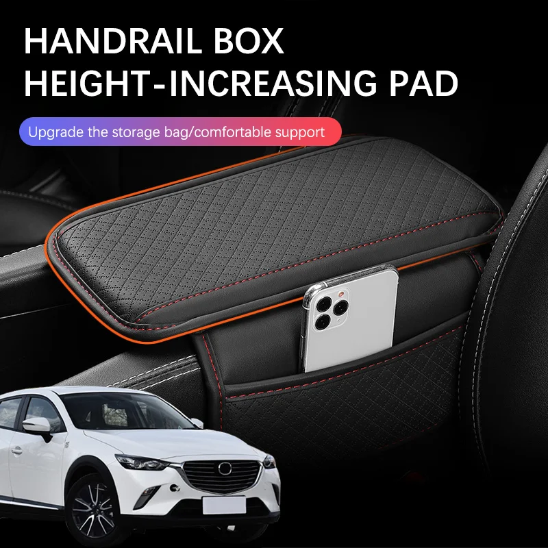 

Car Arm Rest Cushion Center Console Protection Cover Auto Armrest Box Pad Storage Pocket For Mazda CX3 CX-3