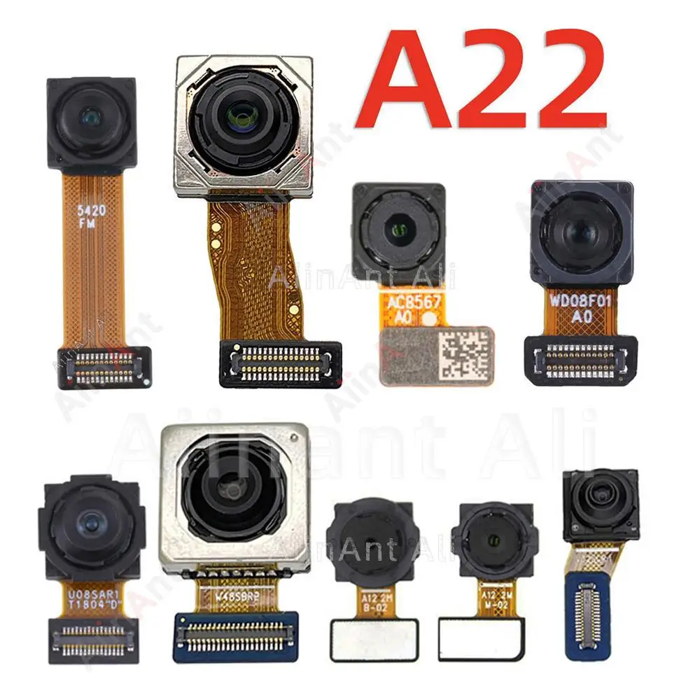 AiinAnt Small Front Selfie Back Macro Depth Wide Main Rear Camera Flex Cable For Samsung Galaxy A22 4G 5G A225F A226B