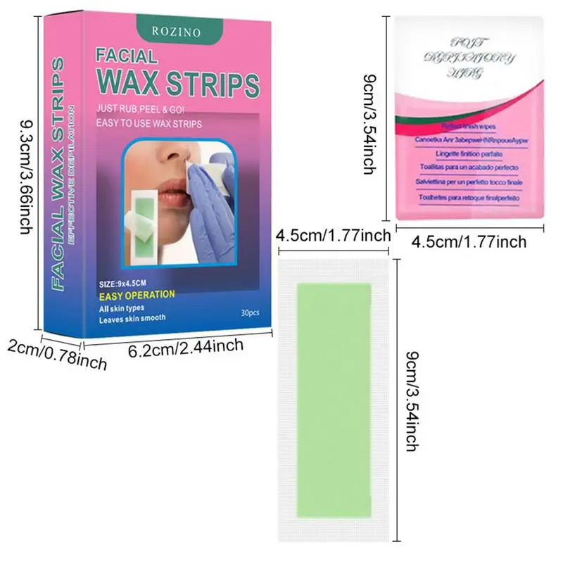 Wax Strips For Face And Body 30Pcs Beeswax Hair Remover For Women Face Hair Removal For Women Long-lasting Easy To Use Gentle