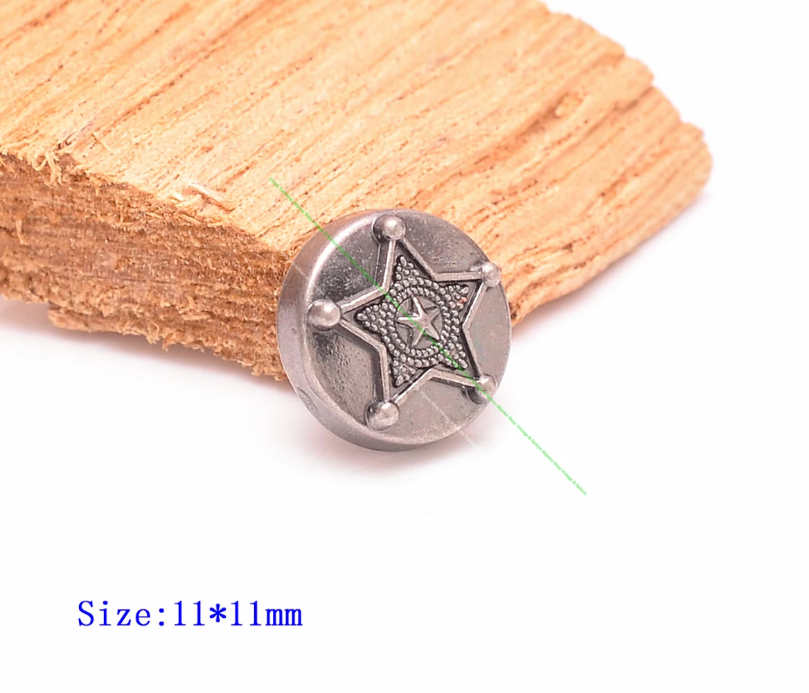 30Pcs Silver Sheriff Badge Star Hit Nails Studs Rivets Leather Craft Rivet Stud Punk Rivetback Wallet Bag Conchos Leathercraft