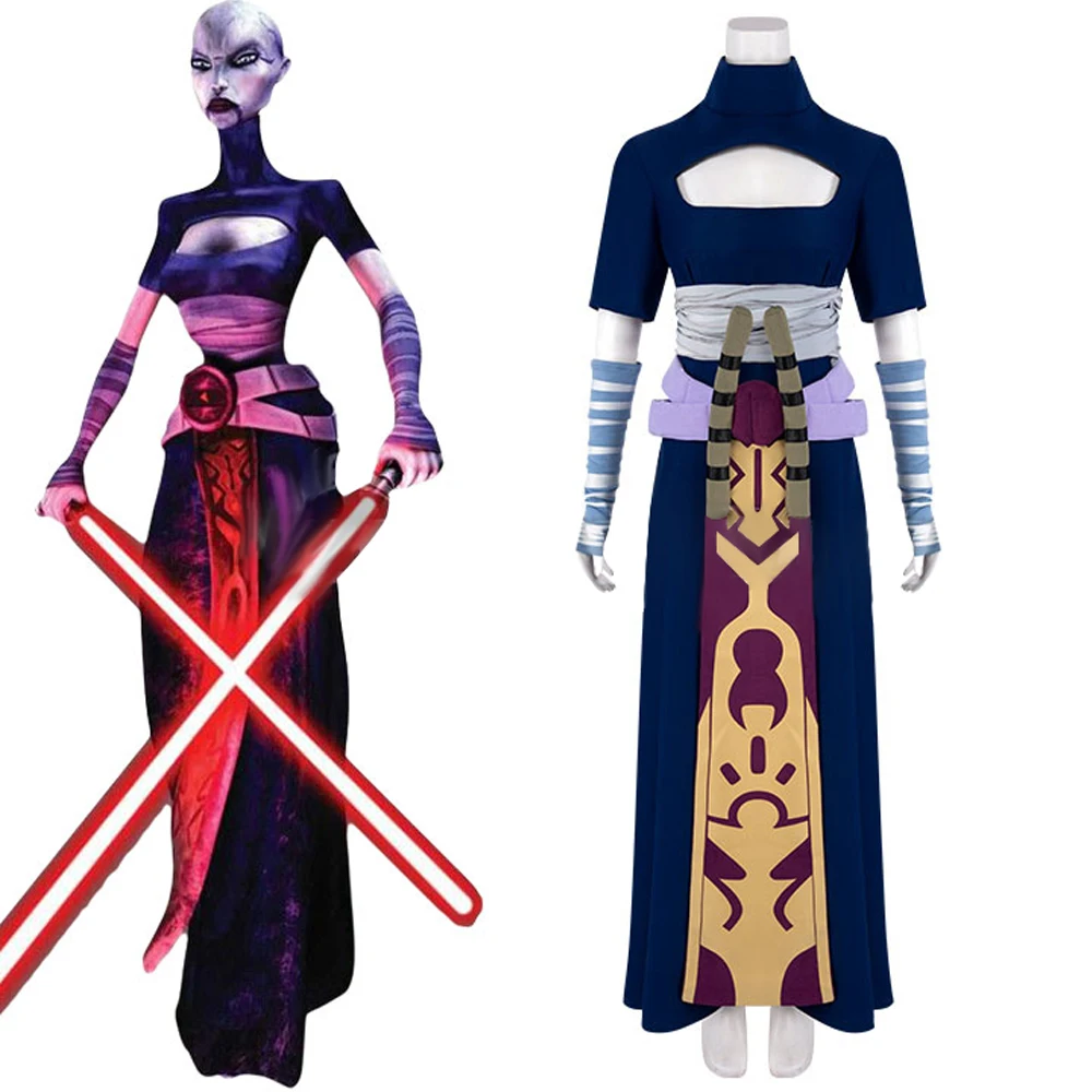 Asajj-Disfraz de Ventress para mujer adulta, traje de batalla de Cosplay, trajes de fiesta de Carnaval de Halloween, hecho a medida