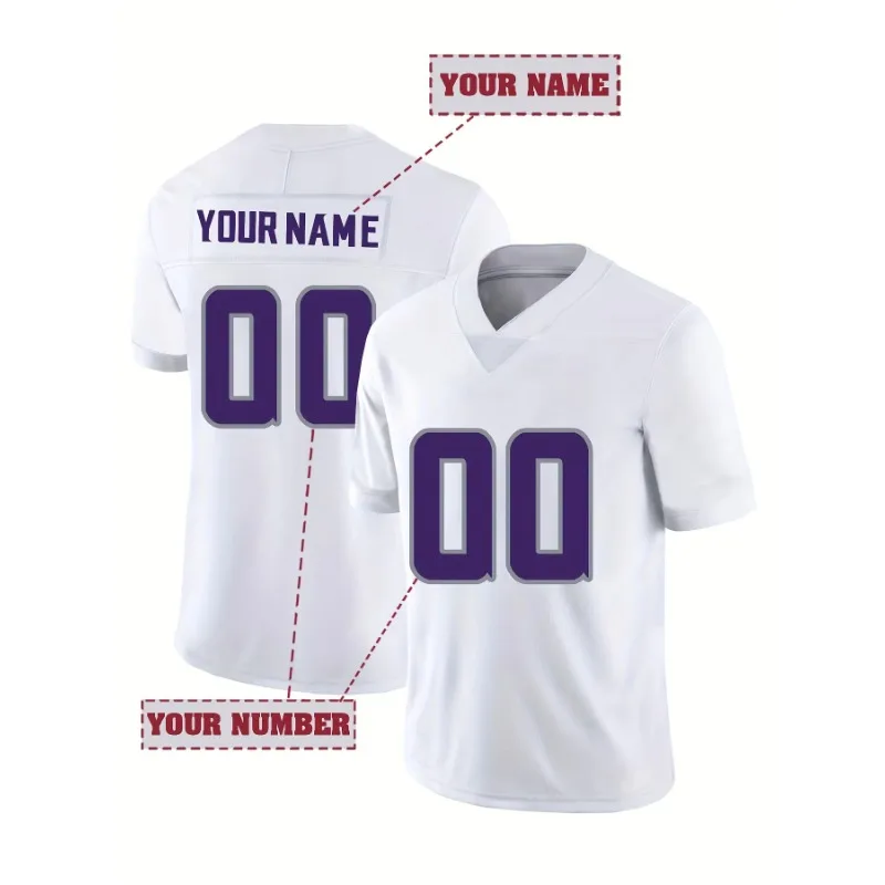 

Customized Name And Number Embroidery Men's Short Sleeve Football Jersey Minnesota Vikings Daily Outdoor Leisure Sports Shirt