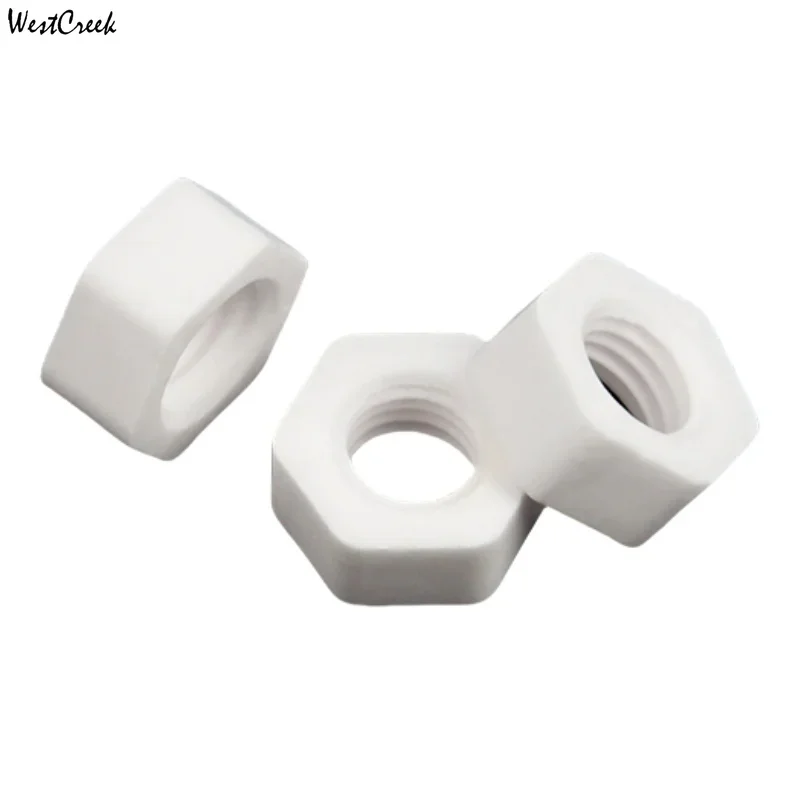 WESTCREEK 10pcs M2-M16 Alumina Ceramic Outer Hexagon Nut High Temperature Corrosion Heat Insulation Antioxidant Screw Cap