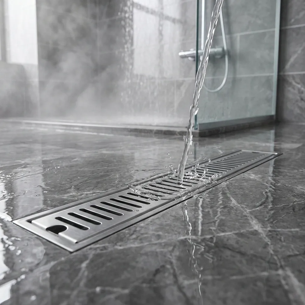 For Premium 304 SS Linear Drain 10x40cm for Bathroom Wet Areas with Dual Installation Options and Clog Prevention