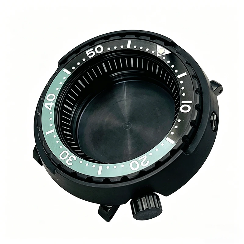 

47mm Black Watch Cases Ceramic Bezel Insert Fits Seiko Canned Tuna NH35 NH36 7S26 4R36 Movements Men Watch Repair Replace Parts