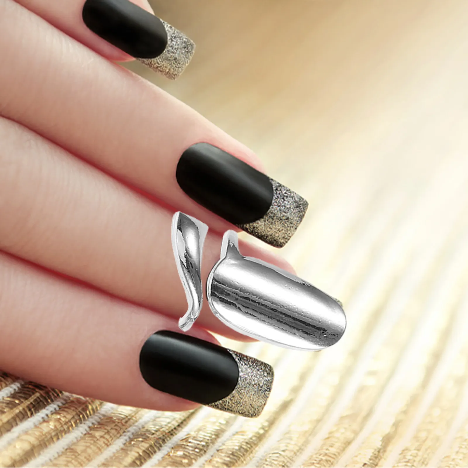 

10Pcs Vintage Fingernail Rings Women Adjustable Opening Nail Cap Cover Protective Metal Nail Art Jewelry Retro Manicure Decor