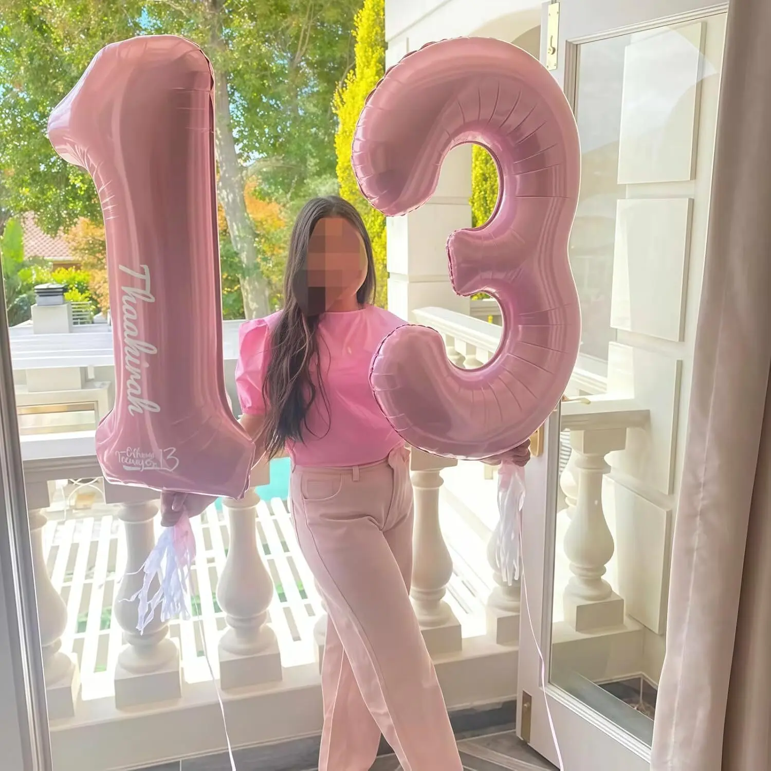 32 inch pink aluminum film digital balloon, suitable for weddings, birthdays, themed parties, pre wedding parties, graduation ce