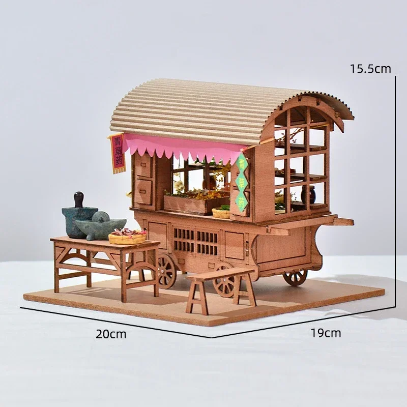 Chinese Medicine Room Casa Miniature DIY Wooden Doll House Building Kits Dollhouse With Furniture for Girls Gifts