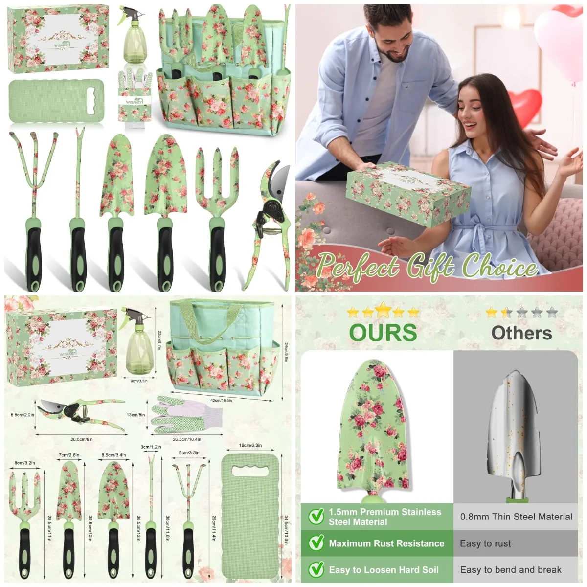 

10-Piece Heavy Duty Garden Tools Set with Handle, Durable Organizer Handbag - Perfect Gardening Gift for Women