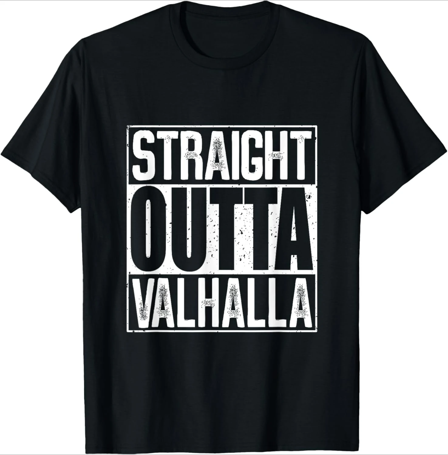 Straight Outta Valhalla pattern design -100% cotton summer casual round neck short sleeve printed men's T-shirt.