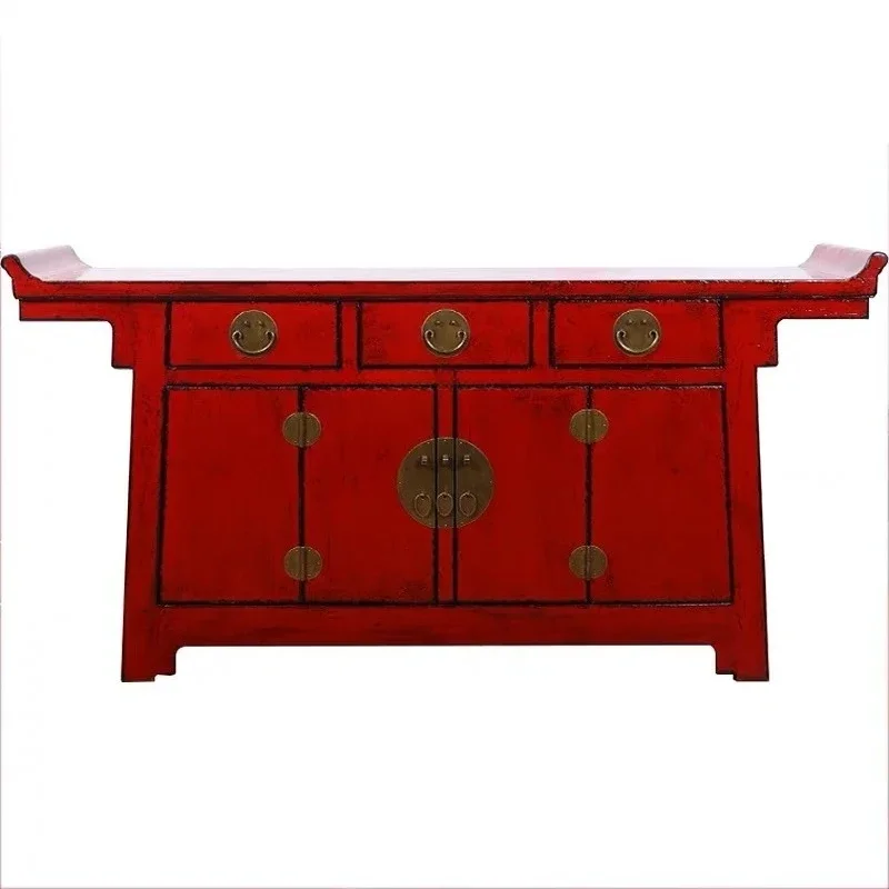 

New Chinese-style solid wood porch cabinet large-capacity locker antique storage table partition decorative cabinet
