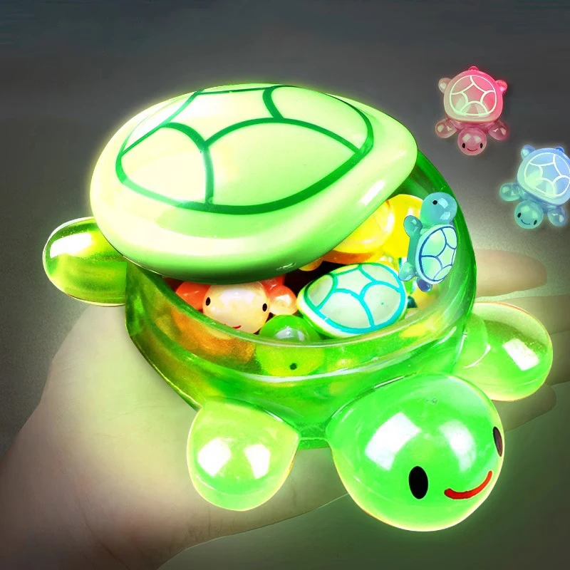 Cute Cartoon Luminous Turtle Storage Box Home Decor Resin Crafts Glowing Small Turtle Toy Storage Case Ornaments Decoration