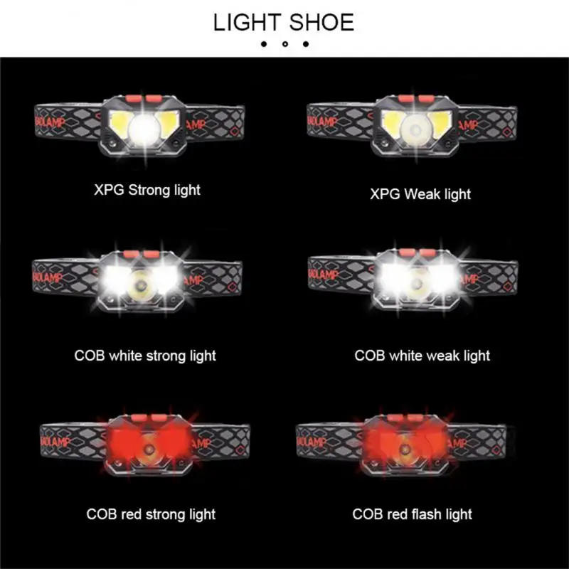 Farol LED poderoso para camping e pesca, 8 modos, farol, lâmpada principal, lanterna COB, sensor de movimento Handfress