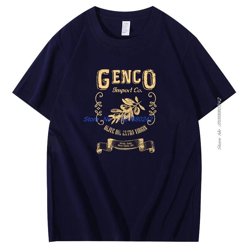 Mens T Shirts O-Neck Tee Shirts Hot Sale Genco Import Company Olive Oil Men Cotton Tops Summer Fashion T-Shirt Mens Clothes
