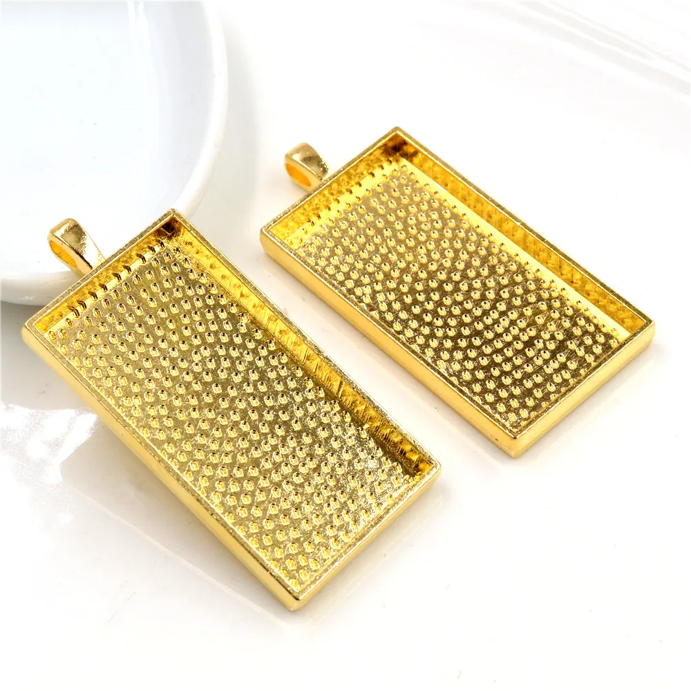 3 sztuk 24x48mm wewnętrzna rozmiar 4 kolory Plated prostokąt Cabochon baza ustawienie Charms wisiorek, Fit 24*48mm szkło prostokątne Cabochons — zdjęcie 6