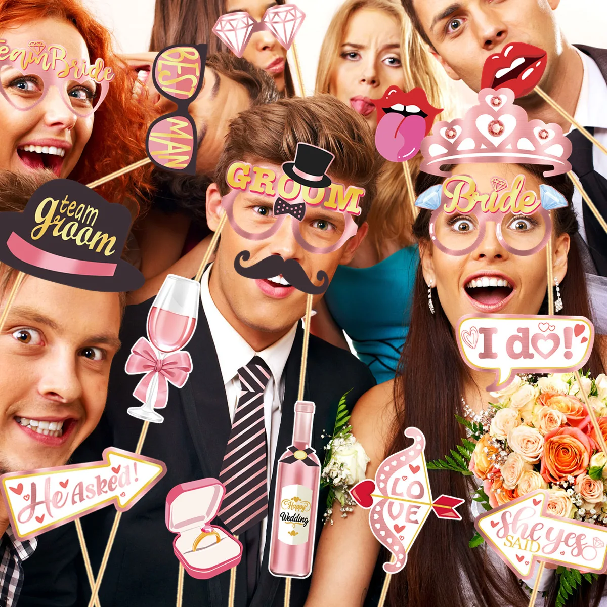 Wedding Funny Photo Booth Props Bride Groom Creative Party Shooting Decor Supplies - view 3