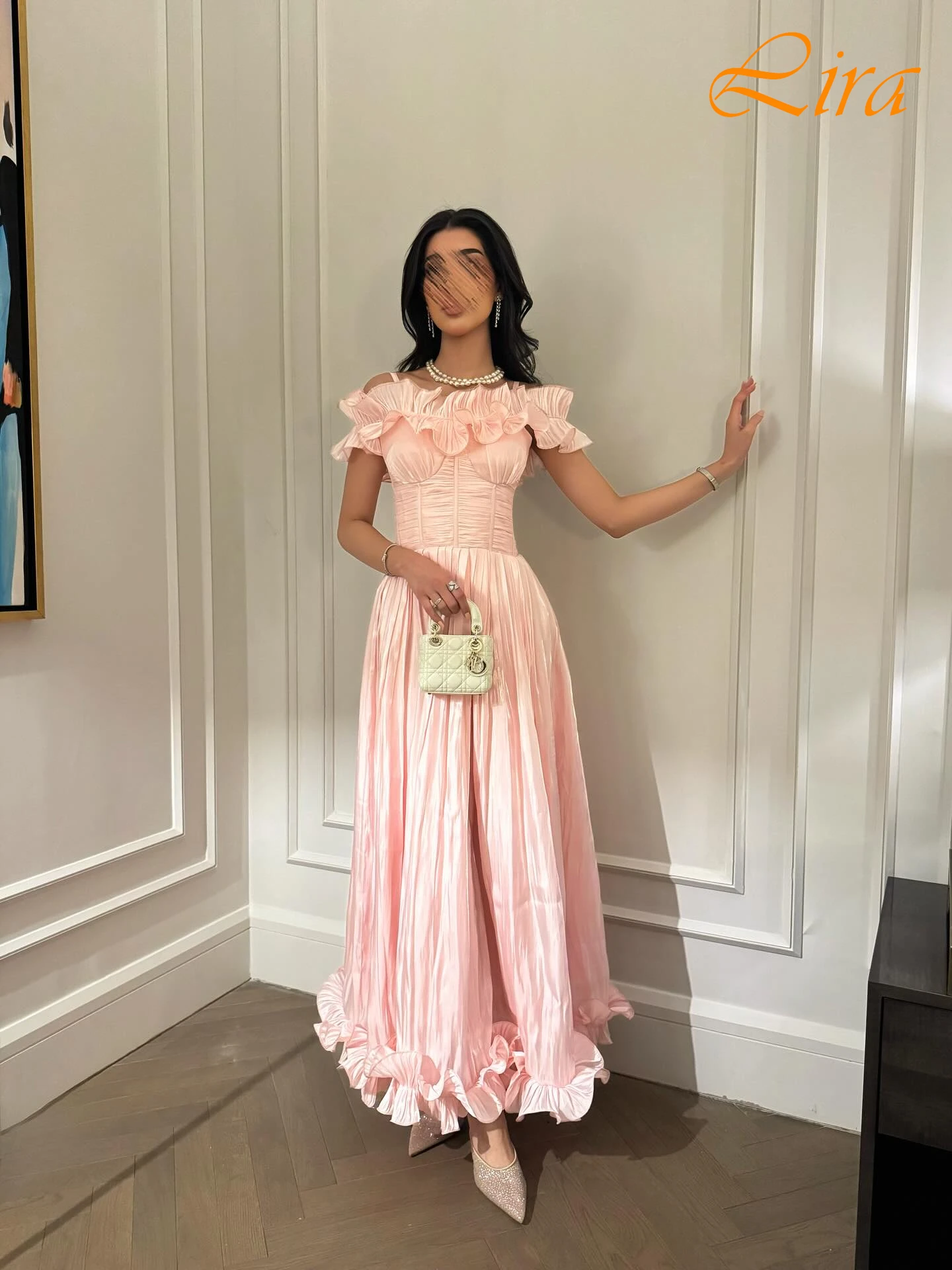 

Customized A-Line Boat Neck Cap Sleeve Short Sleeves Elegant Evening Dress Delicate Celebrity Gowns High Quality Party Dress