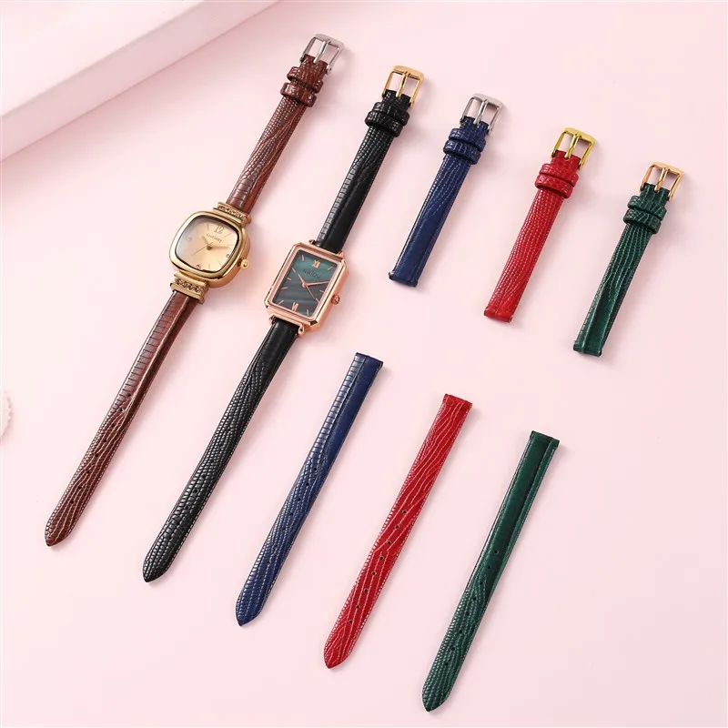 （flash sale） Slim Genuine  Leather Watch Strap Lizard grain For Women Watch band Hight Quality 8mm 10mm 12mm 14mm 16mm