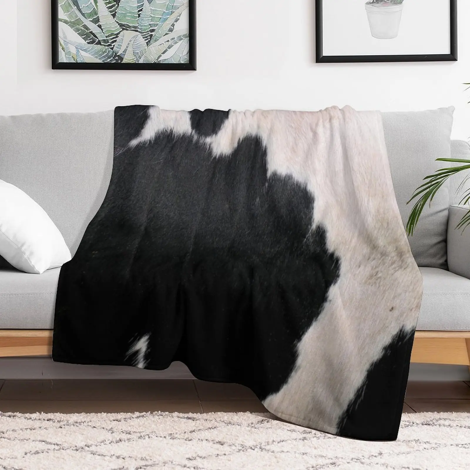 Cow Hide Black & White Throw Blanket Bed covers funny gift Luxury Thicken Blankets