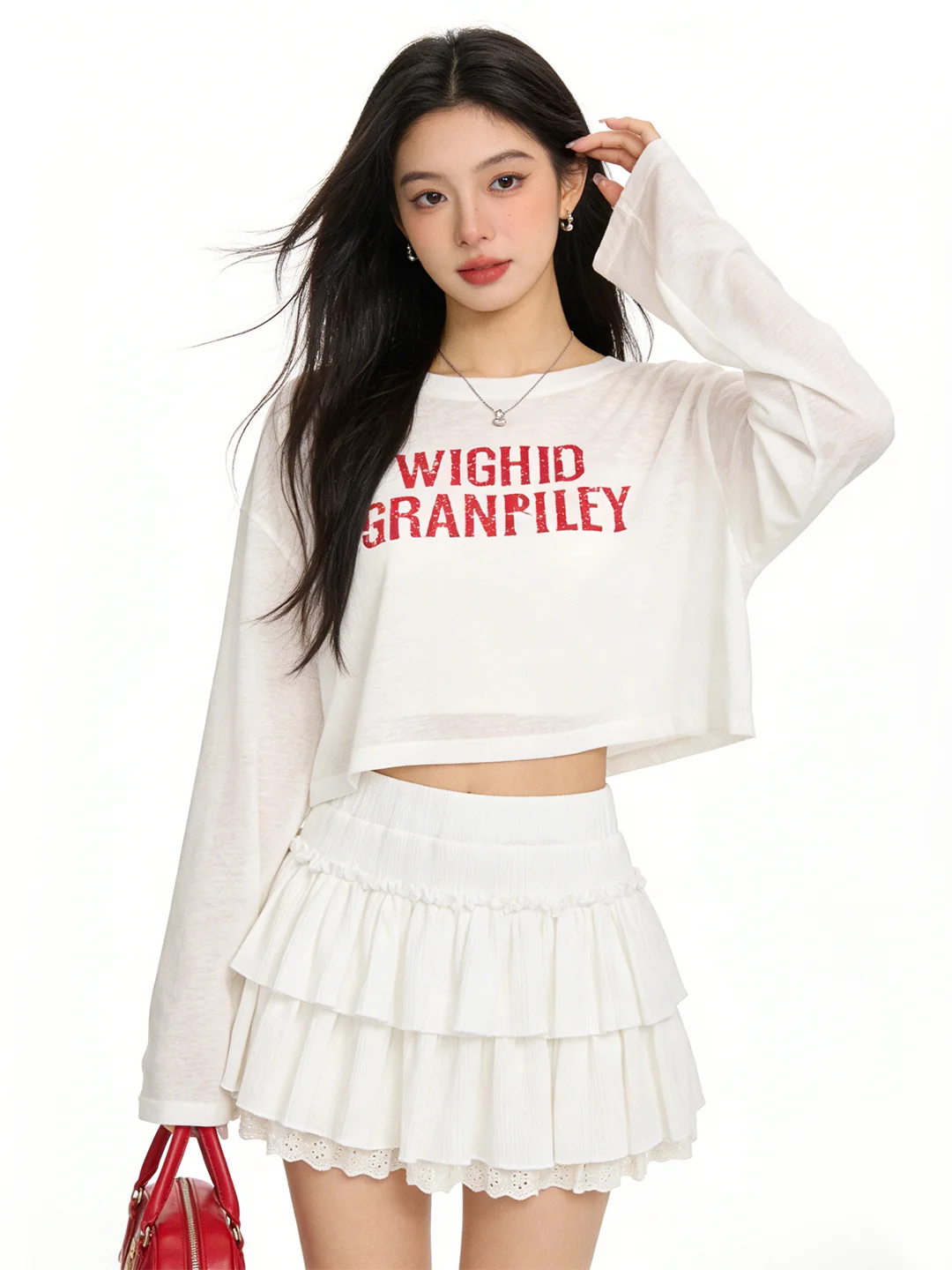 

High Waist A-Line Skirt with Lace Trim Cake Design Women's Summer Anti-Light Short Skirt Korean Style B Class Safety