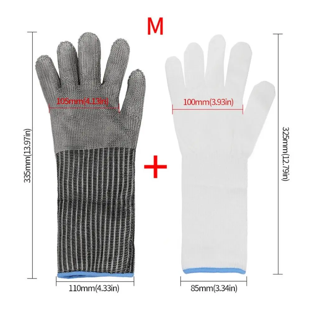 Safety Anti-cut Gloves with Arm Protection Comfortable Extended Gloves Durable Stainless Steel Wire Cutting Accessories Kitchen