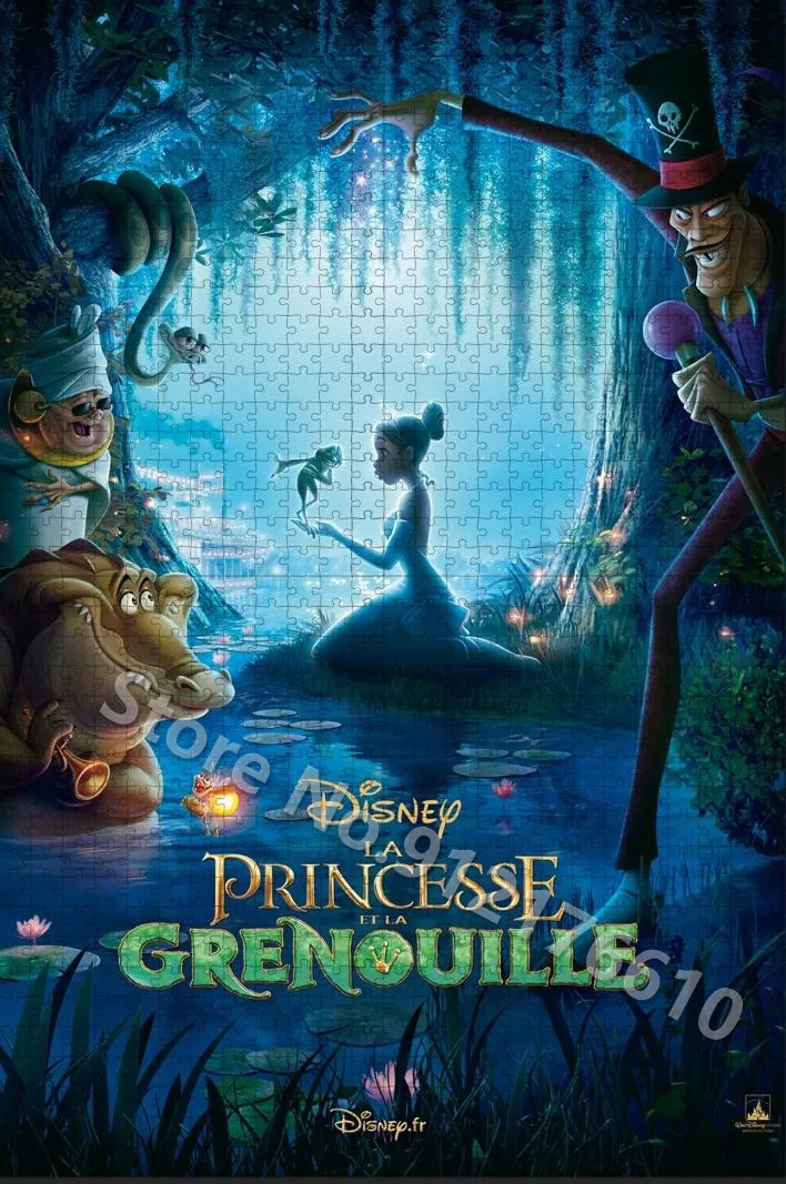 Puzzle de la Princesse et la Grenouille, 300/500/1000 Pièces, Film Disney, Jeu Familial, Éducatif, Jouets de Décompression