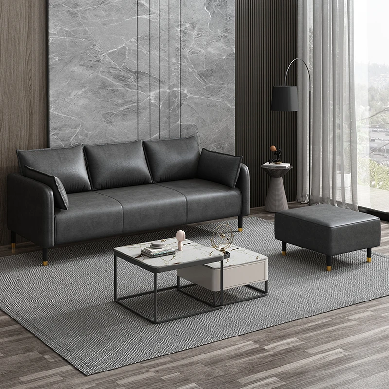 Nordic Stretch Sofa Stretch Leather Longue Foam Sponge Armchair Luxury Couch Minimalist Comfort Living Room Furniture