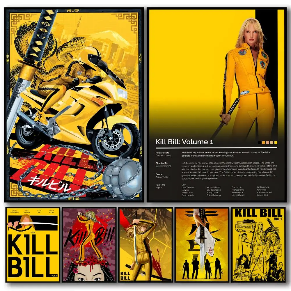 Anime K_Kill B_Bill Art Painting Calligraphy Linen Canvas Poster Wall Prints for Living Room Bedroom Office Home Decoration