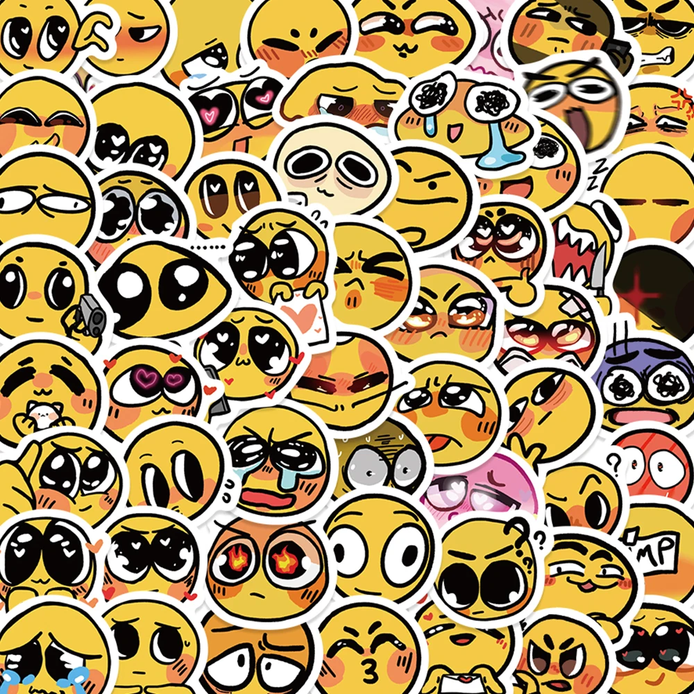 50Pcs Cute Smiling Faces Cartoon Funny Sticker Kawaii Creative Waterproof Decal for Laptop Luggage DIY Child Phone Stationery