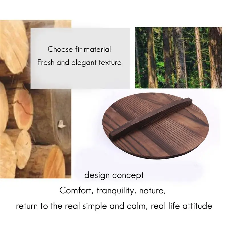 ABGH-2X Kitchen Multi-Functional Wooden Pot Cover Handle Pan Lid Eco-Friendly Anti-Scalding Wood Baking Pot Lids Cover 26Cm