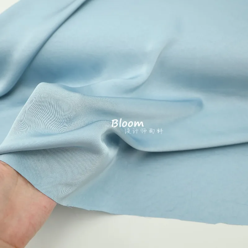 Sky Blue Imitation Acetic Acid Double Sided Satin Fabric Spring Summer Shirts Dresses Formal Wedding Dresses Clothing Fabric