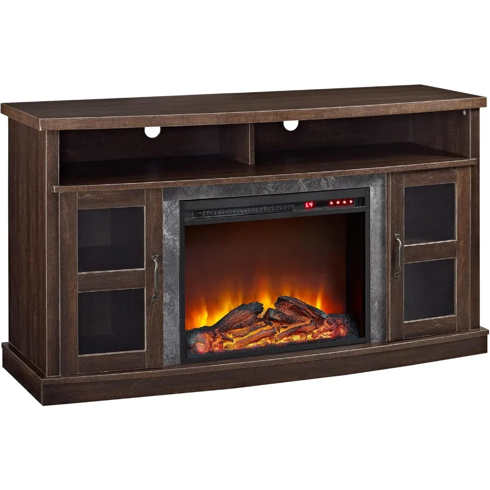 

Barrow Creek Fireplace Console with Glass Doors for TVs up to 60", Espresso