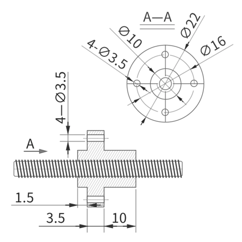 T8 Lead Screw THSL-300-8D Trapezoidal Rod T8 CNC 3D Printer Lead Screw Thread Pitch 2mm Lead 8mm Length100-500mm with Brass Nut