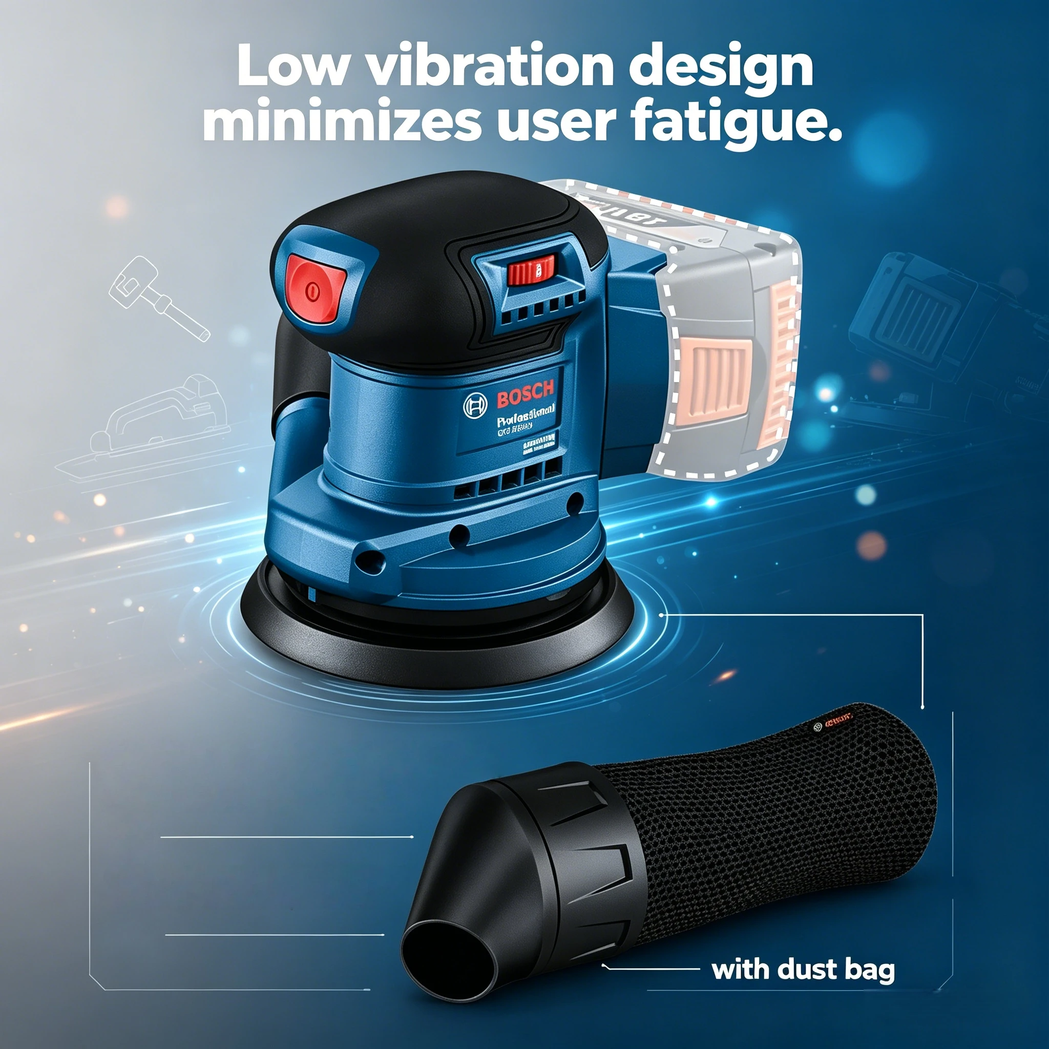 Bosch GEX185-LI Cordless Random Orbit Sander 18V Brushless 125 MM Rechargeable Sandpaper Machine Woodworking Eccentric Sander