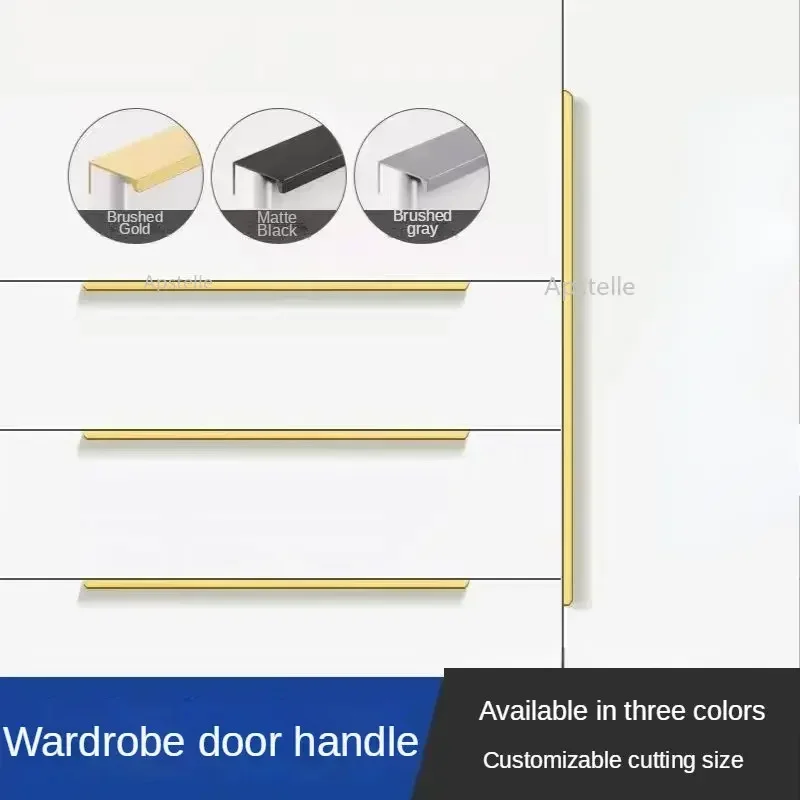 Aluminum Alloy Invisible Handles Black Kitchen Cabinets Pulls Furniture Wardrobe Door Knobs Black Cabinet Pulls