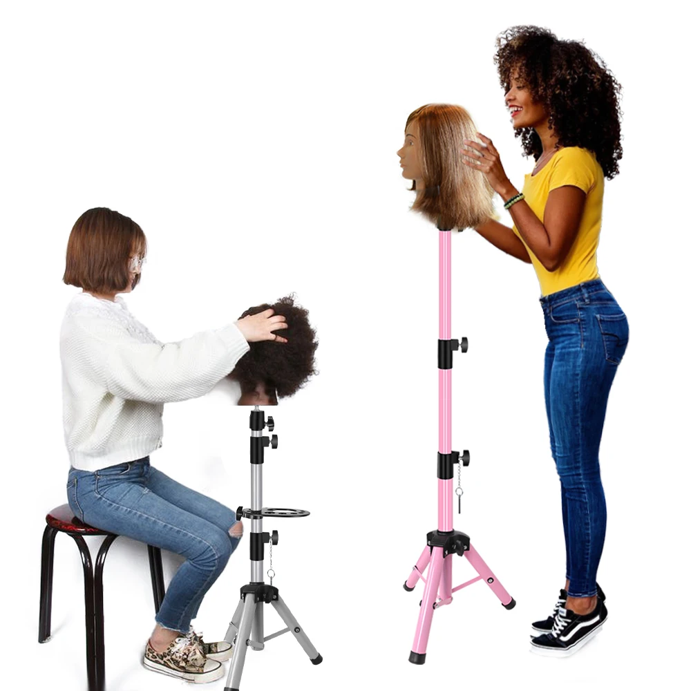 Alileader 55 Inch Wig Stand Tripod Adjustable Mannequin Head Stand Tripod Wig Tripod Stand Wig Head Stand Tripod with Tool Tray