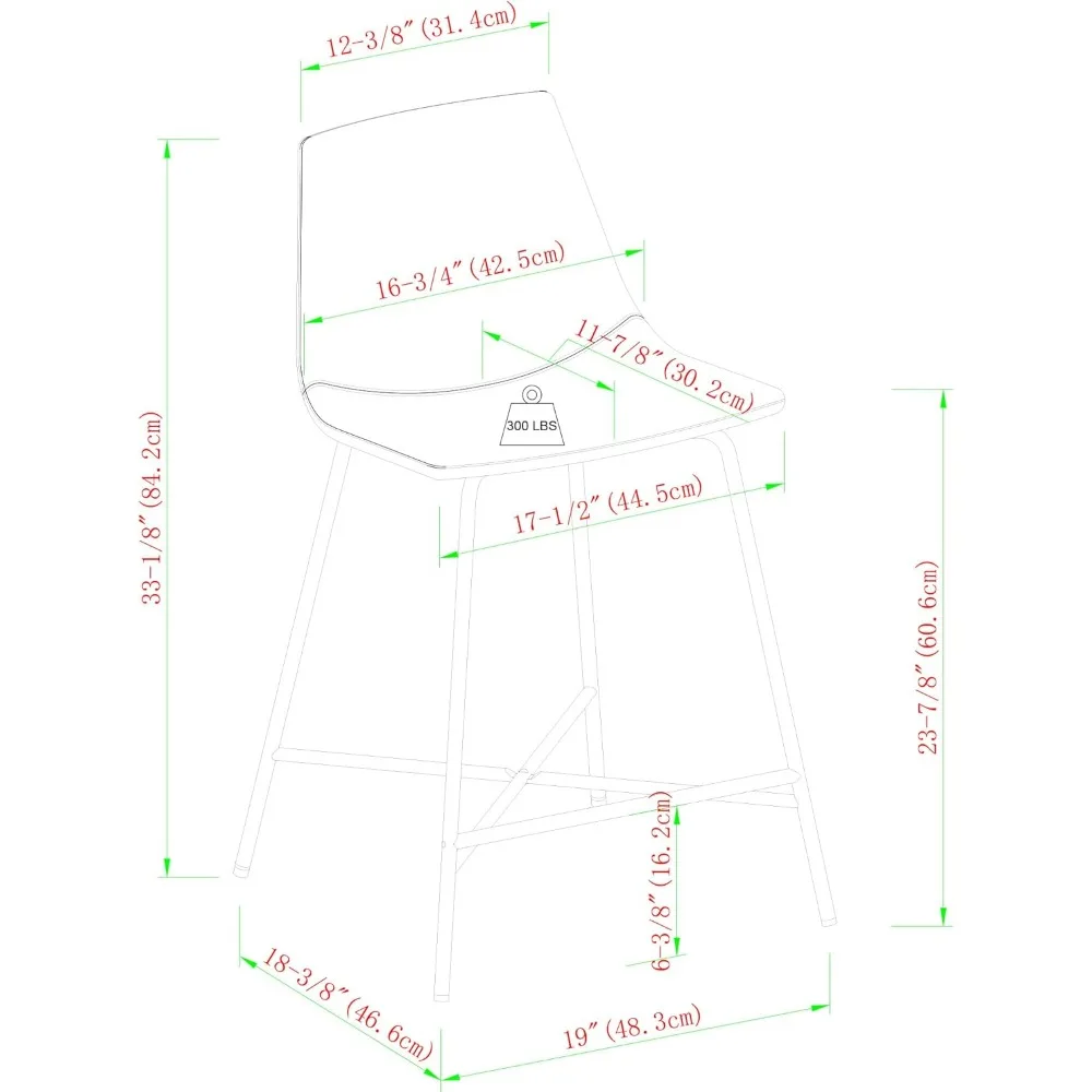 Moderne armloze counterkrukken van kunstleer, set van 2, whiskybruin - in hoogte verstelbaar en gemakkelijk schoon te maken