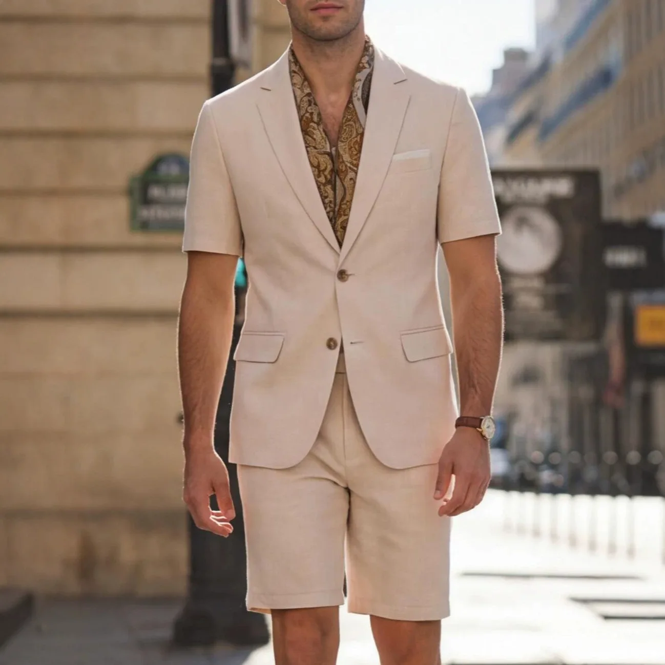 Cross-border Amazon European and American Men's Clothing Casual Gentleman Short-sleeved Suit Two-piece Suit Men 260205