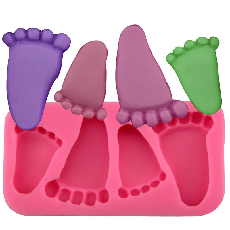 Silicone Baby Feet Shape Cake Mold 3D Feet Fondant Chocolate Candy Jelly Decoration Fondant Mould Cute Child Foot Molds