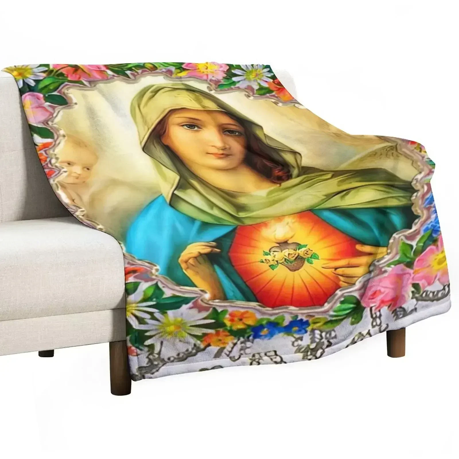 Immaculate Heart of Virgin Mary Catholic Saint A-101521 Throw Blanket Retros Single Extra Large Throw Blankets