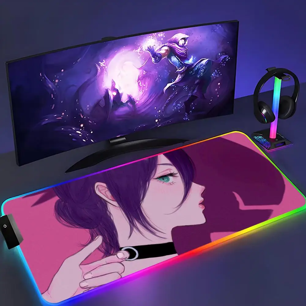 

reze Mouse Pad XXL RGB Mouse Pad Kawaii Gaming Accessories Computer keyboard Large Led Desk Mat Backlight Mousepad