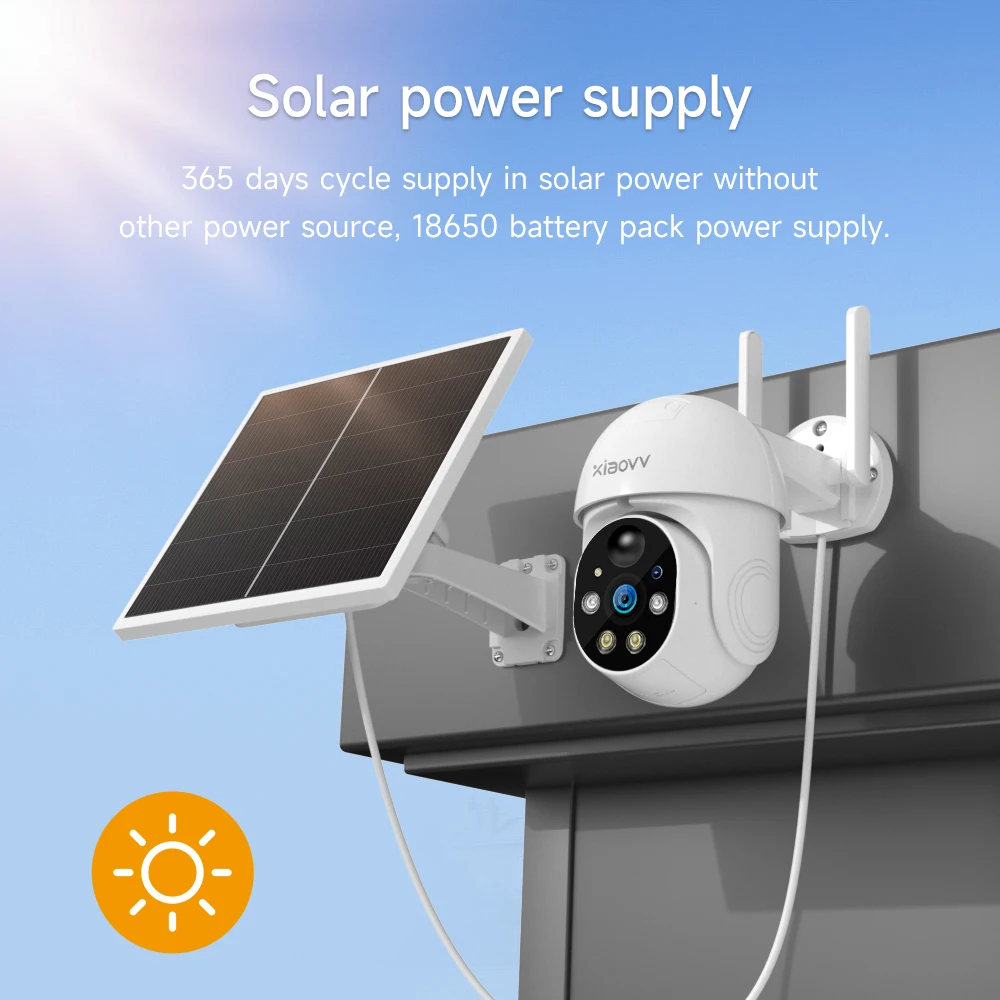 WiFi PTZ Camera 8MP HD Outdoor Wireless Solar IP Camera  Video Surveillance Camera Long Time Standby iCSee