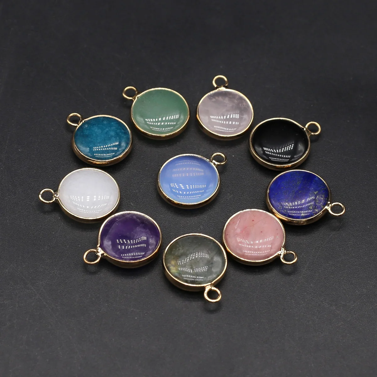Natural Stone Pendant Round Shape Gemstone Exquisite Charms for Jewelry Making Diy Bracelet Necklace Earrings Accessories Gifts
